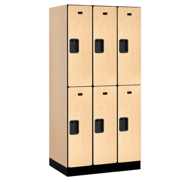 Wardrobe Locker, 36" W, 21" D, 76" H, (3) Wide, (6) Openings, Maple